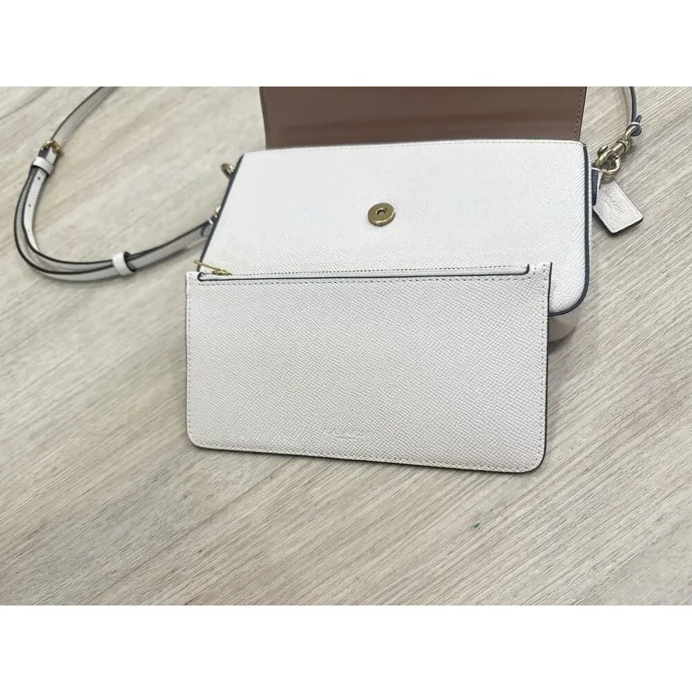 Coach Wyn Crossbody Chalk White Crossgrain Leather Bag C8439 Envelope Clutch